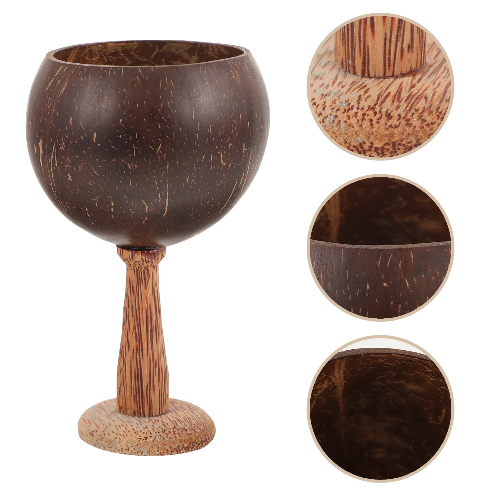 

2Pcs Tropical Coconut Shell Goblet Cocktail Glass Hawaiian Party Drinking Cup Decorative Coconut Cup Home Bar Container