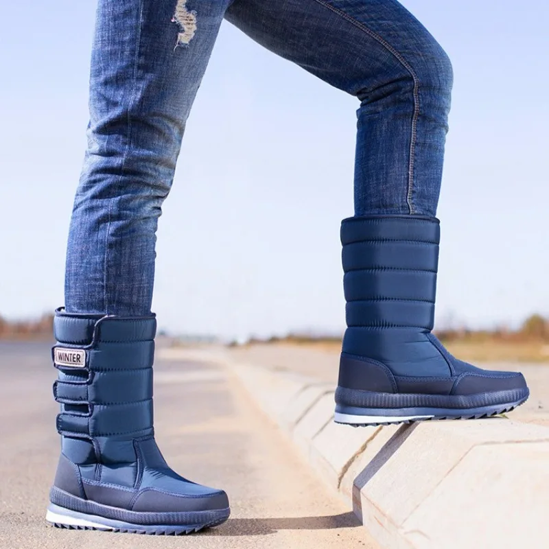 カップルウィンターブーツメンズレディーススノーブーツ豪華な暖かいミッドカーフコットンシューズノンスリッププラットフォームブーツウィンターブーツ男性女性用