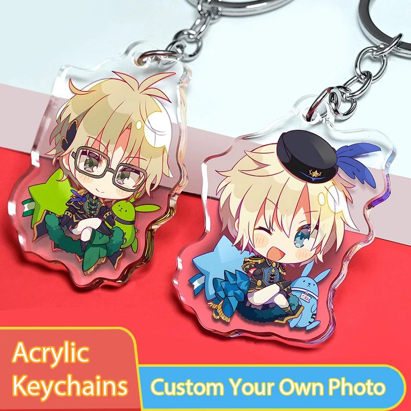 

Брелок на заказ, мультяшный акриловый брелок для ключей, фото, индивидуальные аниме-подвески, голограмма, прозрачные персонализированные дизайнерские автомобильные брелки, подарки
