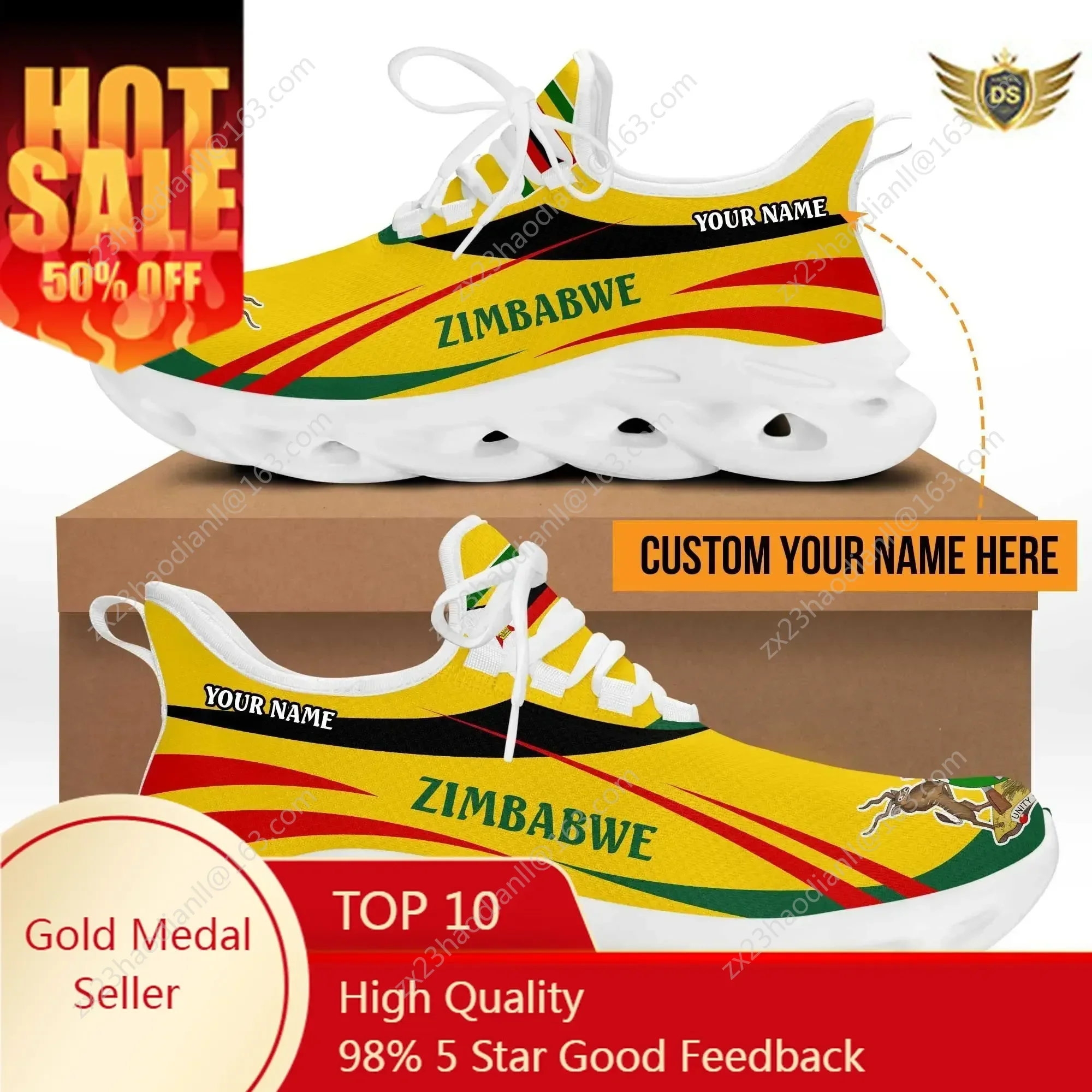 Zimbabwe Flag Printed Fashion Sneakers Breathable Mesh Casual Tennis Shoes For Men High Quality Basket Casual Shoes Footwear