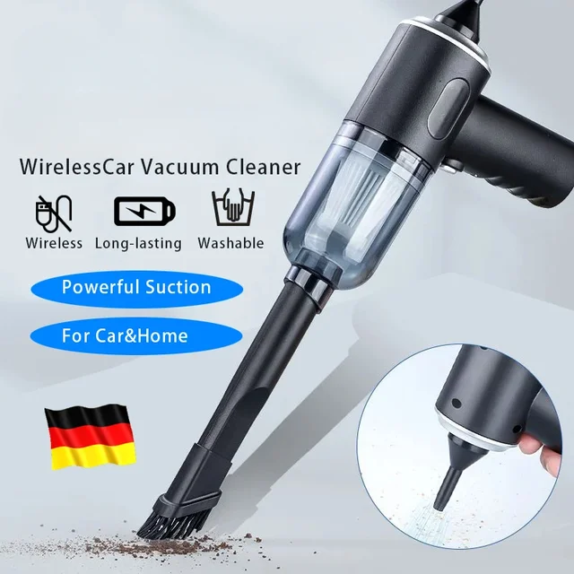 9000Pa Wireless Car Vacuum Cleaner USB Charging 1200mAh Portable Cleaning Appliance Mini Wet and Dry Vacuum Cleaner Household HAOYUNMA 9000Pa Mini Car Vacuum Cleaner – USB Rechargeable Wet & Dry