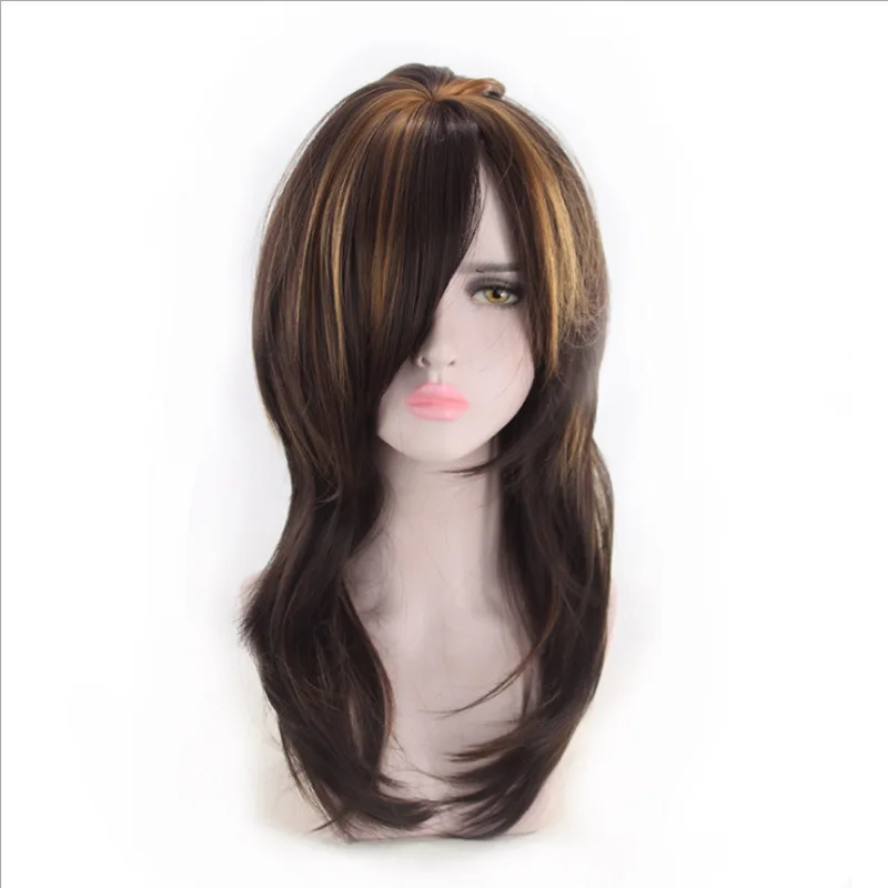 

Women's Trendy Hair Color Selection Fashion Highlights Gradient Long Curly Hair Fluffy Medium-length Curly Hair Wig Wig Cap
