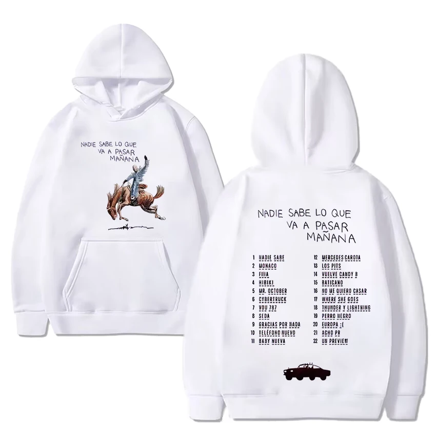 Bad Bunny Hoodies Nadie Sabe Lo Que Va APasar Manana Sweatshirt Men Women Casual Fashion Music hoodie Unisex vintage pullovers