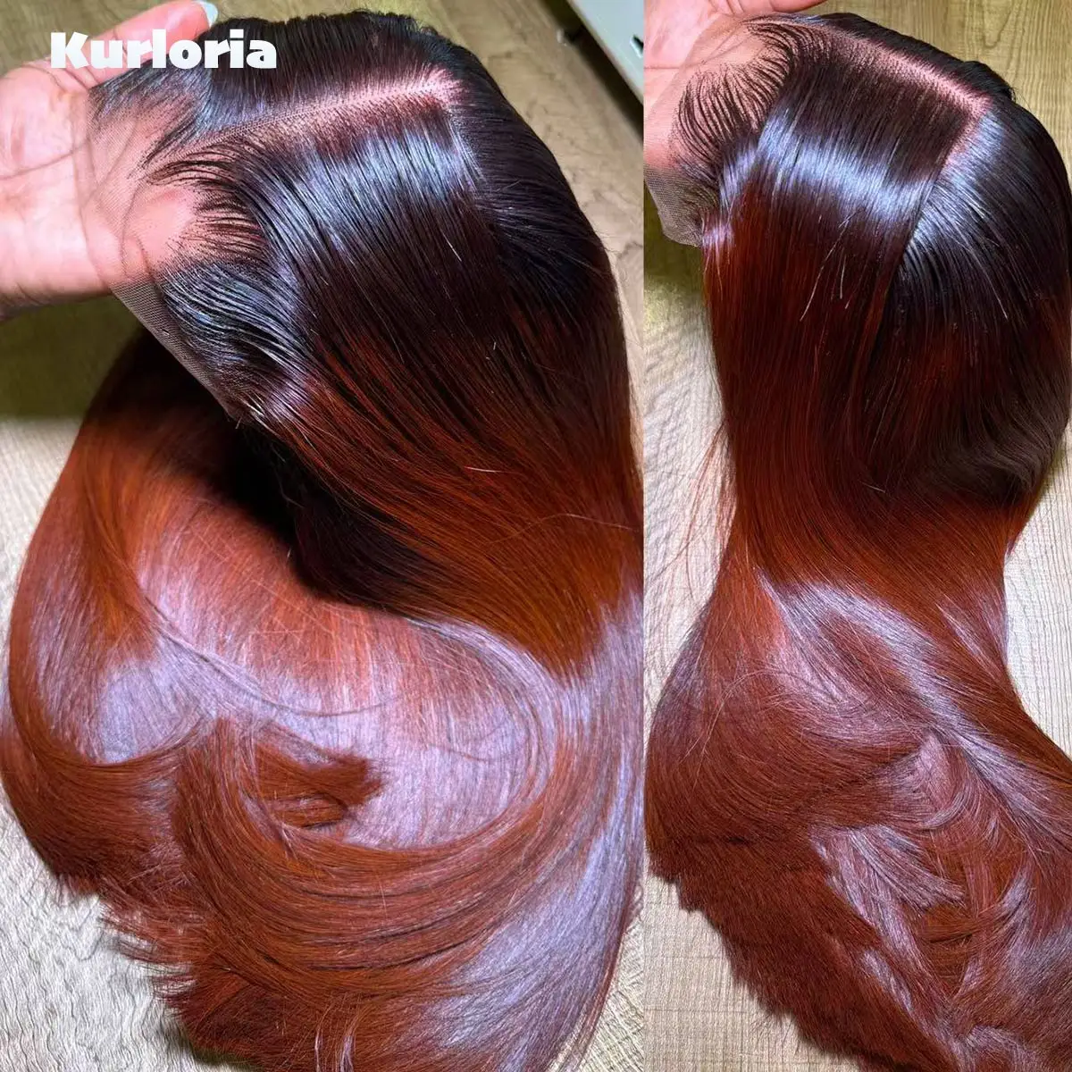 Silky Straight 13x4 13x6 HD Lace Front Wig Ombre Orange 100% Human Hair Glueless Wear and Go Wig 500 Density Pre-plucked