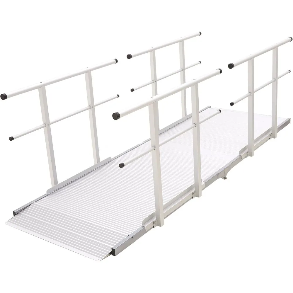 

10' L Silver Spring Folding Aluminum Mobility Ramp with Dual Handrails, 850 lb. Capacity, 2" Siderails, Textured Traction, Scoot