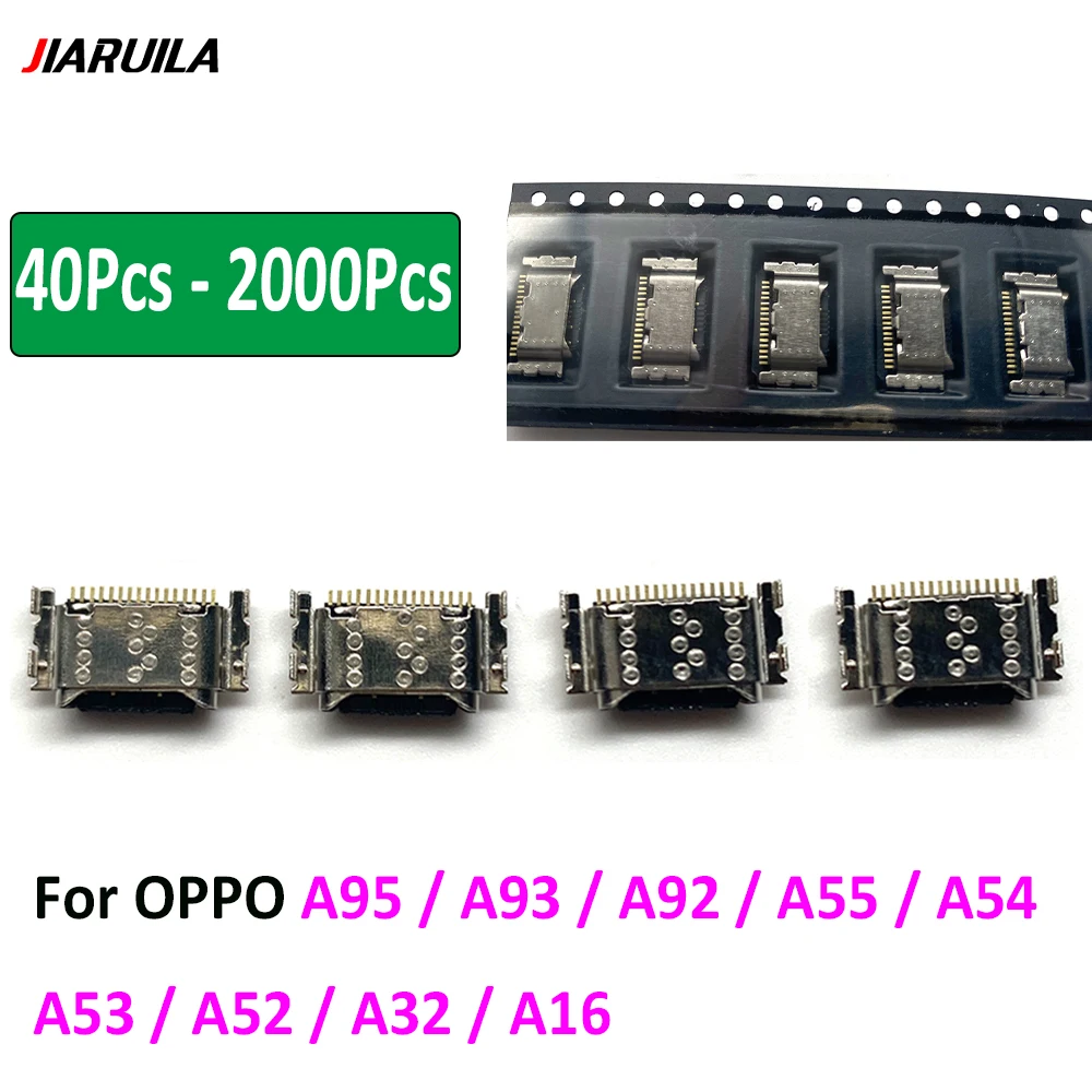 40Pcs/80Pcs/2000Pcs，Charger Micro USB Charging Port Dock Connector Socket For OPPO A95 A93 A92 A55 A52 A53 A54 A32 A16