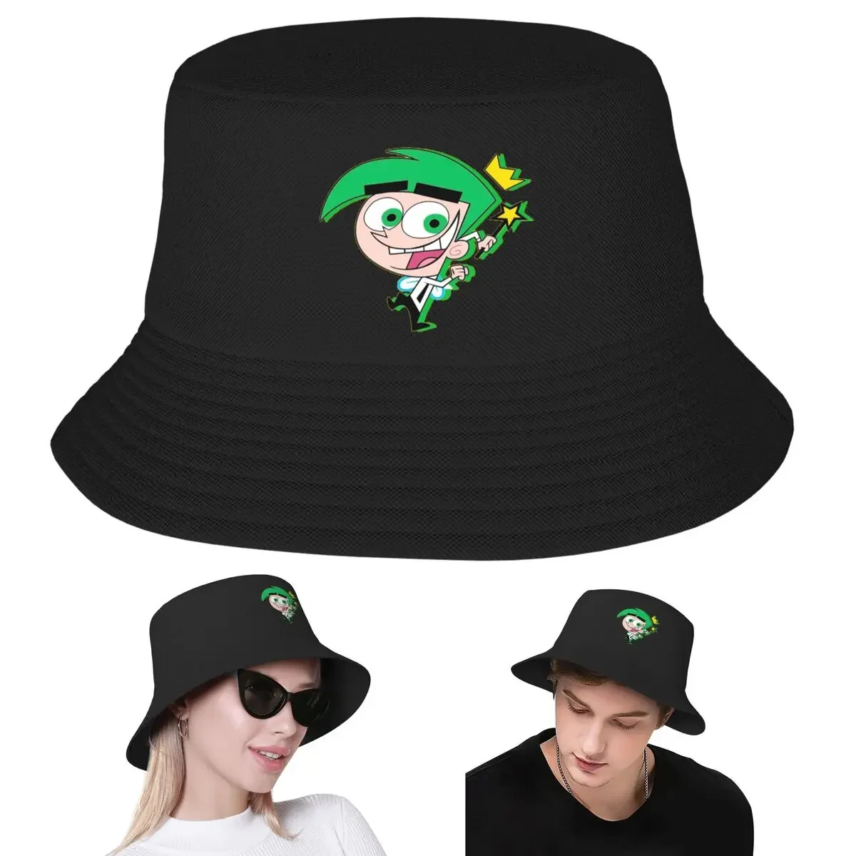 Fairly Oddparents-Cosmo sombrero de cubo Panamá Bob sombreros al aire libre Hip Hop Reversible para verano playa pesca gorras de pescador Unisex