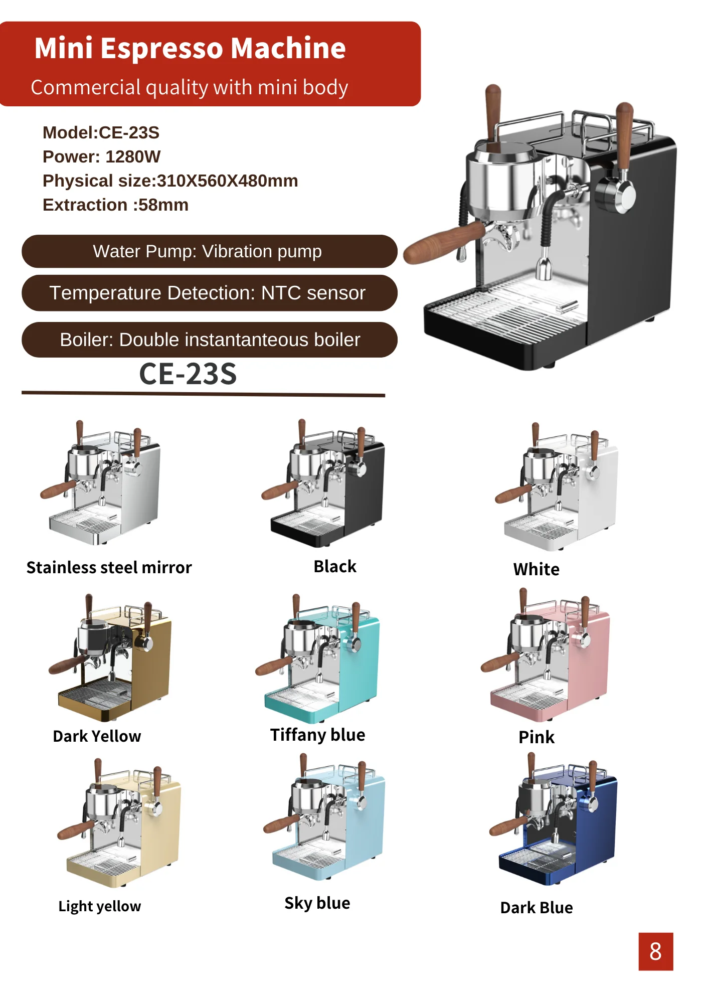 Máquina de café expreso semiautomática TLF 2023 Máquina de café expreso comercial Control manual