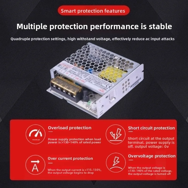 LED DC 42V LRS350W تحويل التيار الكهربائي، للطابعة النافثة للحبر والجهد المستمر