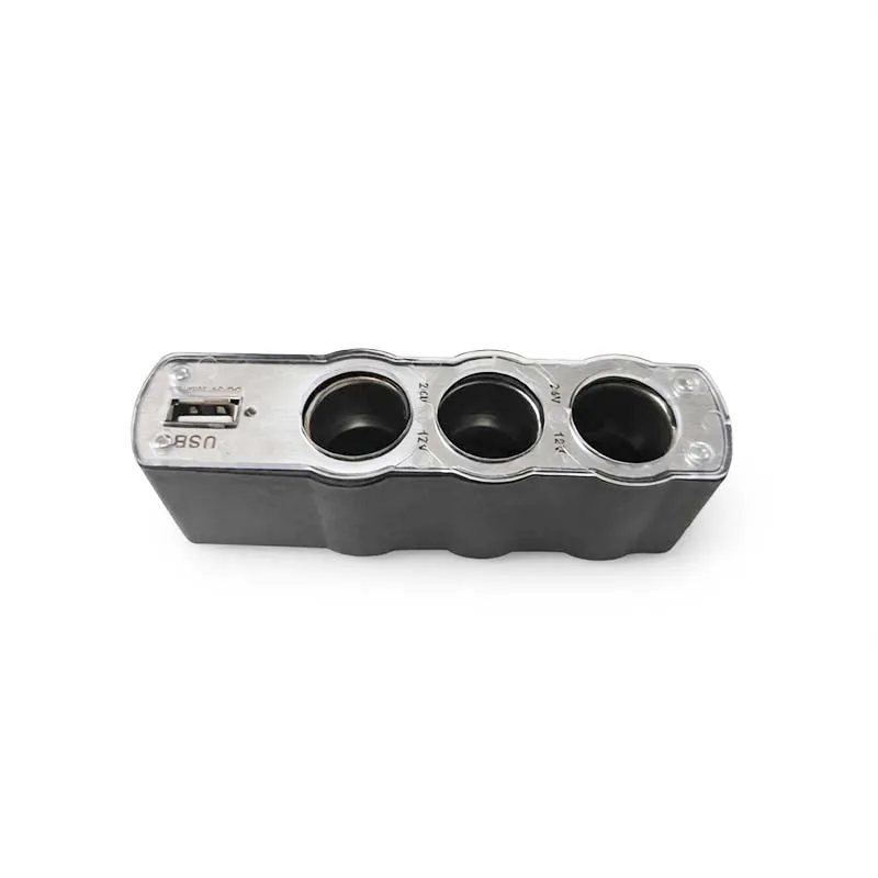 3 Socket Car Cigarette Lighter Splitter with USB Fast Charger 12V 24V Adapter for iPhone GPS Dashcam - Vehicle Power Distrib