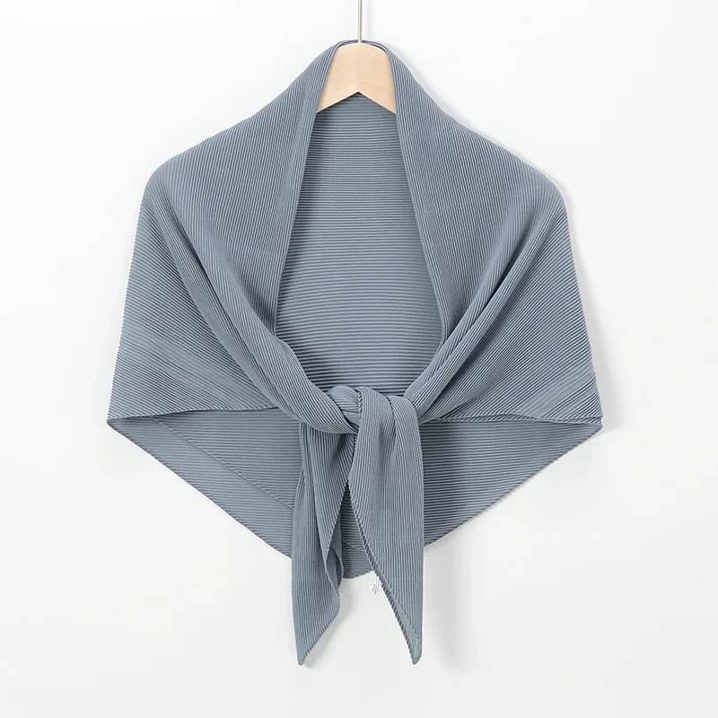 Plain Oversized Crinkle Square Bubble Chiffon Instant Hijab Women's Head Shawl Scarf Muslim Wrinkle Kerchief Solid Ramadan Stole