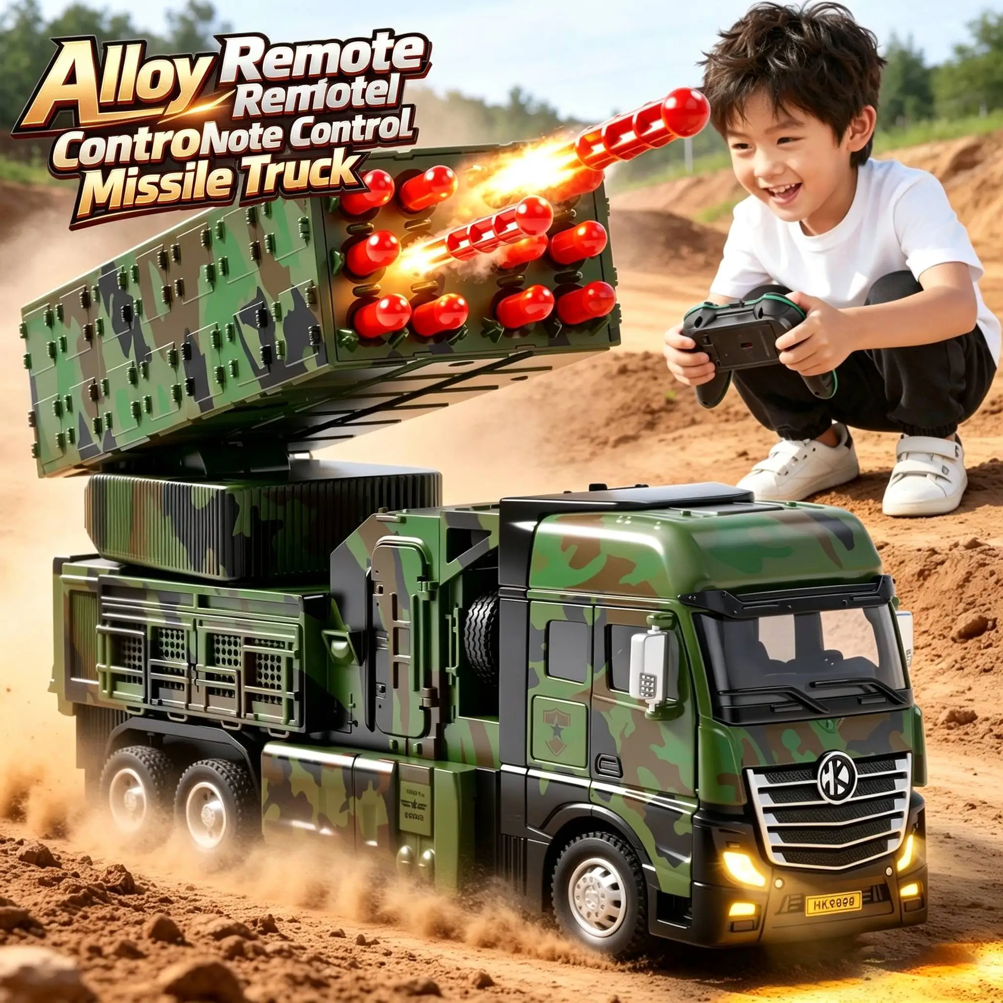Remote controlled alloy missile vehicle, electric remote controlled rocket launcher, tank model, toy car, boys' toy gift