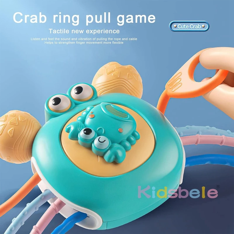 Infant Grasping Toy Crab Pull String Toy Sensory Toys Pull Rope Activity Toys Educational Grasping Baby Pull Rope Toys