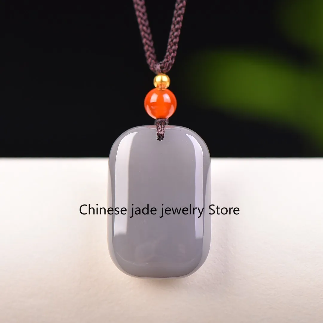 Genuine Hetian cigarette purple Ping An brand pendant men's and women's no matter brand pendant pendant jade