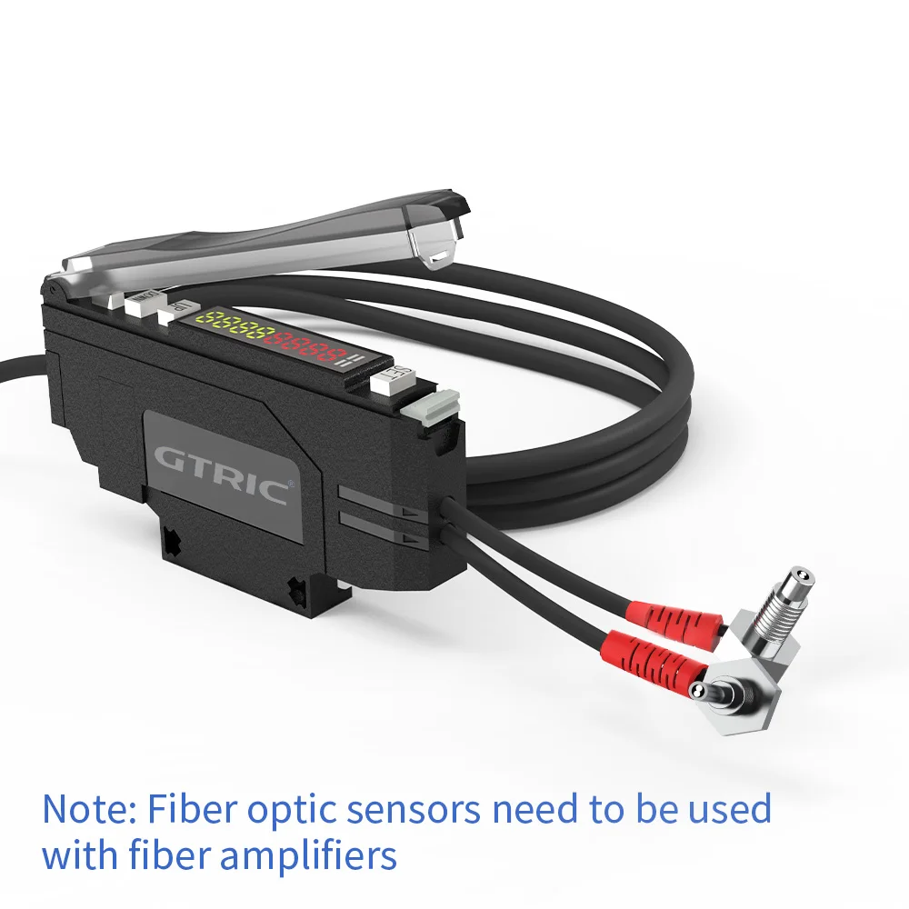 GTRIC Fiber Optic Sensor Probe Elbow Through-beam M3 M4 M6 High-precision Amplifier NPN PNP Photoelectric Optical Senosr Switch