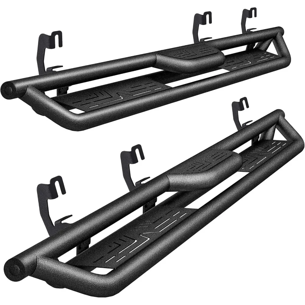 

6" Drouble Cab Running Boards Side Steps Compatible with 2007-2019 Chevy Silverado 2500HD 3500HD, Black Heavy Duty Carbon Steel