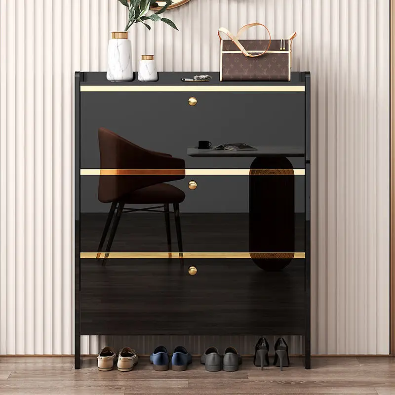 Ultra-thin shoe cabinet at the door, household tipping bucket porch cabinet, simple foyer cabinet, large-capacity storage locker