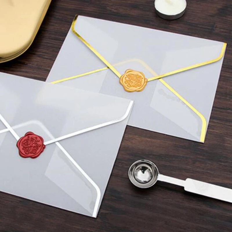 20Pcs/Set Hot Stamping Printing Paper Envelope Transparent Paper Envelope Wedding Letter Invitation Anniversary