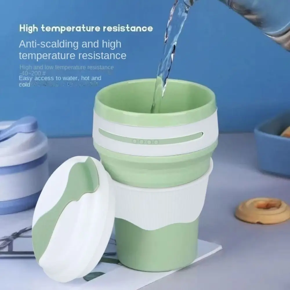 

350ml Folding Water Cup High Temperature Resistant Reusable Collapsible Drinking Cup Leak-proof Drinkware Sports Kettle