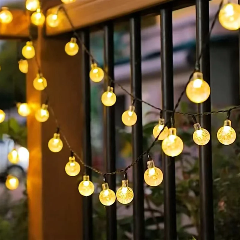 Outdoor Solar Bubble String Lights Garden Wedding Christmas Ramadan Decorations LED Crystal Globe Lights Solar LED Fairy Lights
