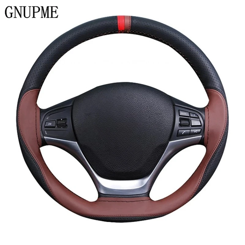 Anti-slip Fiber Leather DIY 38cm Car Steering Wheel Cover Case With Needles And Thread Automobile Interior Accessory Universal