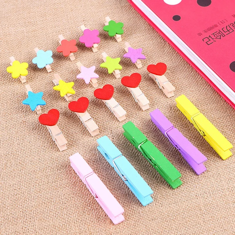 

10pcs Colorful Postcard Clip, Kindergarten Love, Wooden Sticky Notes, Hemp Rope Clip, Classroom Wall Decor Document Storage Clip