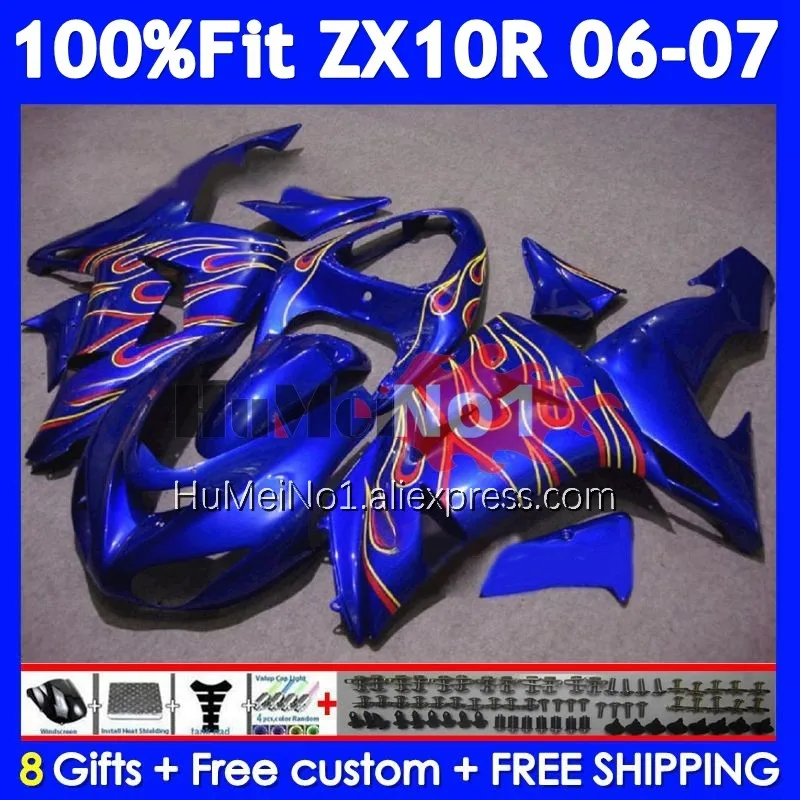 Injection Body For KAWASAKI NINJA ZX-10 ZX 10R 10 R ZX10R Blue red 06 07 217No.43 1000CC ZX1000 CC ZX-10R 2006 2007 Fairing