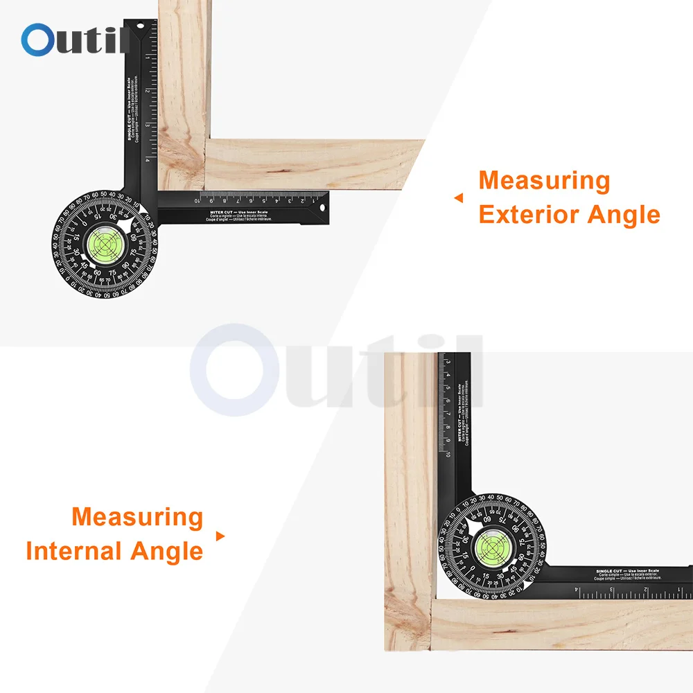 ไม้ขนาด Mitre เครื่องวัดมุม360 ° มุมระดับ Carpenter วัดมุมไม้บรรทัดเมตรเครื่องมือวัดด้วยเครื่องหมายปากกา