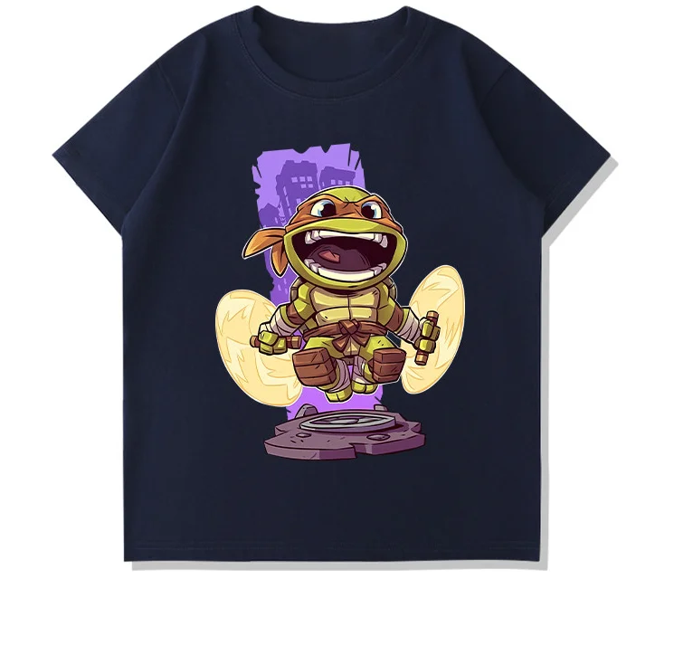 Nickelodeon Ninja Turtles Children's Summer Cartoon Boys' Short-Sleeved Soft and Comfortable T-Shirt Pure Cotton Shirt
