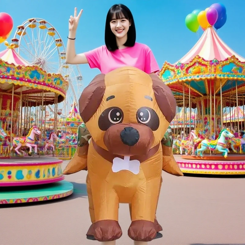 

Adult Inflatable Dog Costume Cartoon Mascot Cosplay Set Halloween Christmas Fancy Dress Party Festival Celebration Dress Up Prop