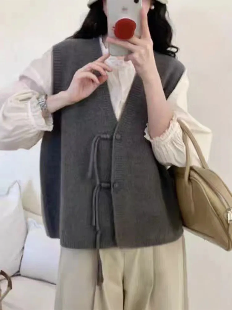 

Women's V-Ne Knitted Open Cardigan Vest Loose Outerwear Trendy Tassel Detail Spring Autumn New Sle Commute Regular Fit