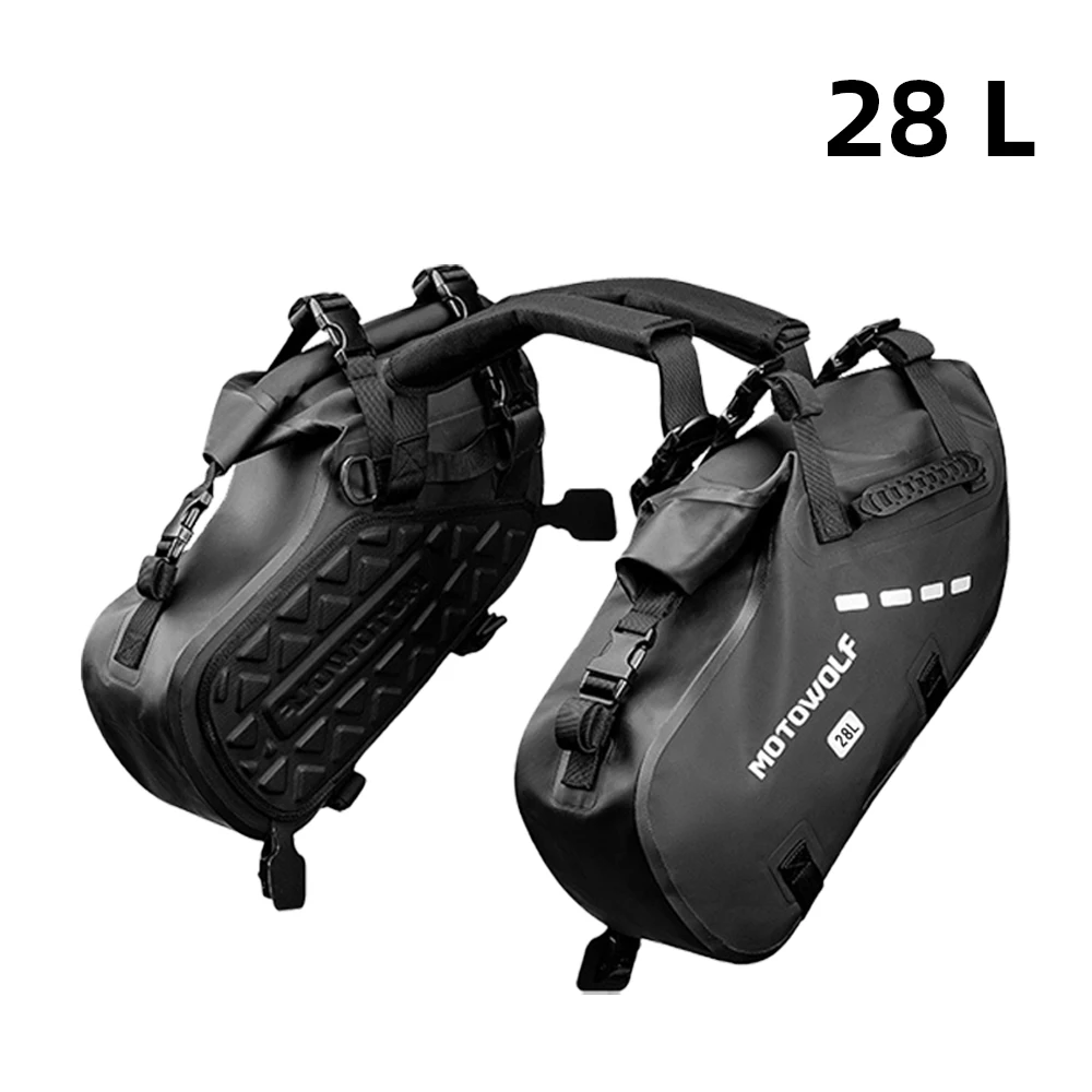 Waterdichte Motortas 18L 28L 48L Motorfiets Zadel Zijtas Grote Capaciteit Universal Fit Motorfiets Fietstas - afbeelding 1