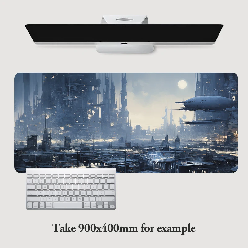 Imagem -05 - Surrealismo Neoprene Rubber Mouse Pad com Top Fabric Cyberpunk Game Mat Cobertura de Mesa Tamanho Grande 900x400 mm 800x300 mm 800x300 mm