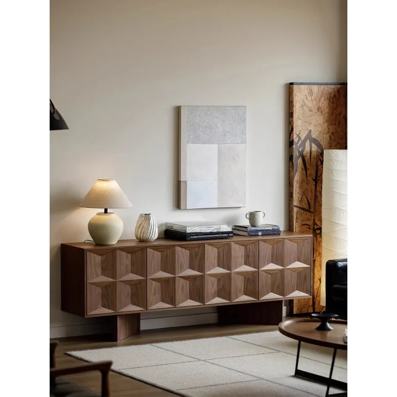 

Medieval solid wood TV cabinet small apartment living room storage locker heightened TV cabinet formaldehyde-free environmental