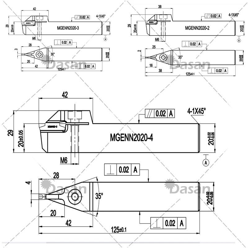 Cortador de torno de eixo curto, MGENN2020-3 MGENN2020 MGENN2020-4 MGENN Grooving Tool Holder, 2mm, 3mm, 4 CNC