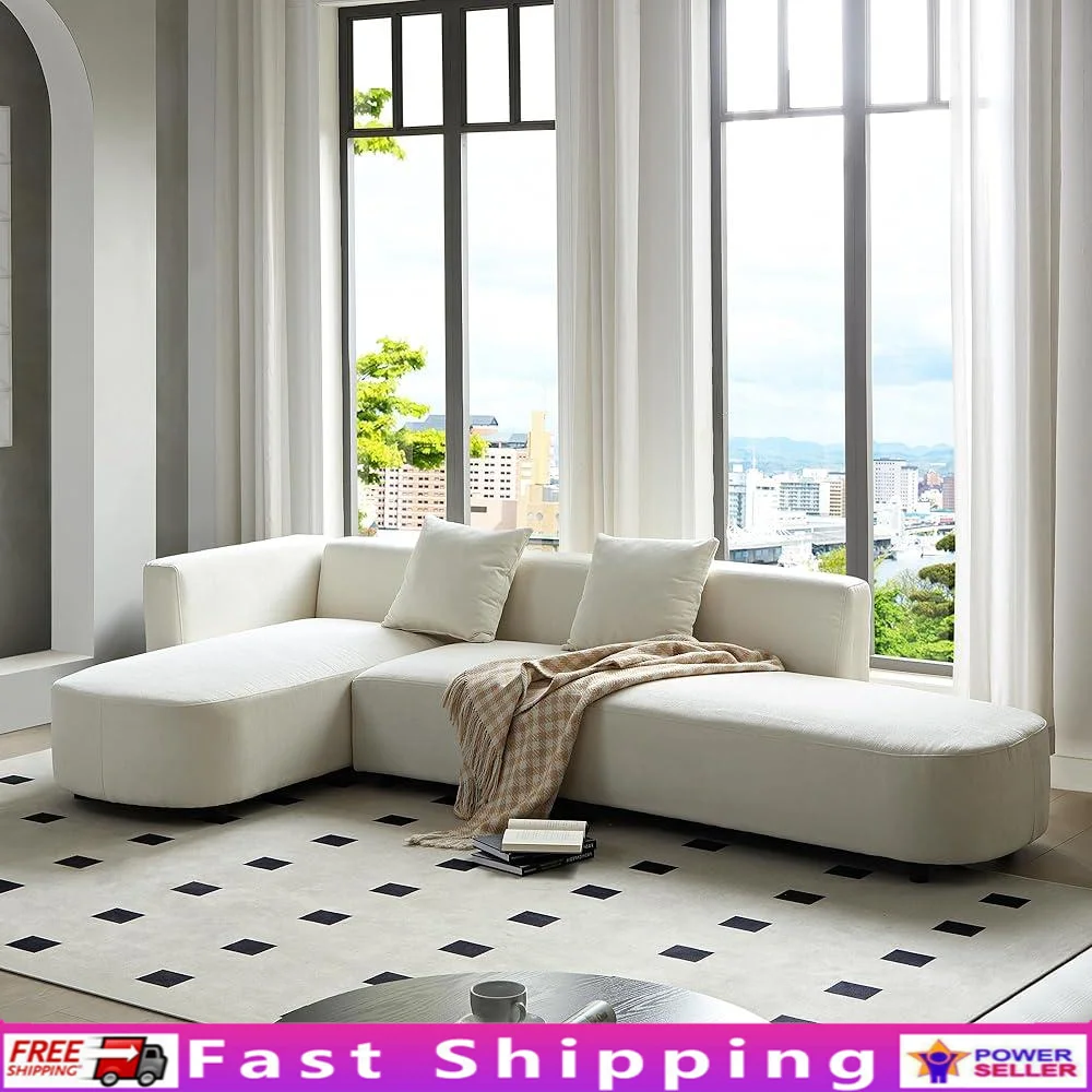 Modern Upholstered L-Shape Sectional Sofa Couch with Chaise Comfortable Chenille 4-Seater Living Room Office Easy Assembly 2