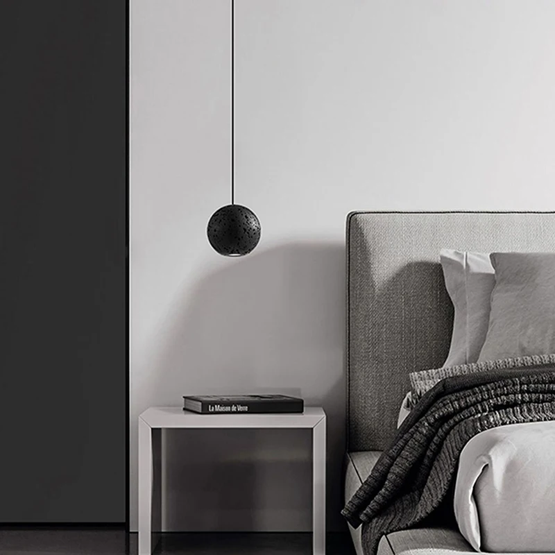 新しい侘び寂び黒円形ハイエンドペンダントランプ北欧ミニマリスト寝室のベッドサイド雰囲気ライトレストラン Led ドロップライト