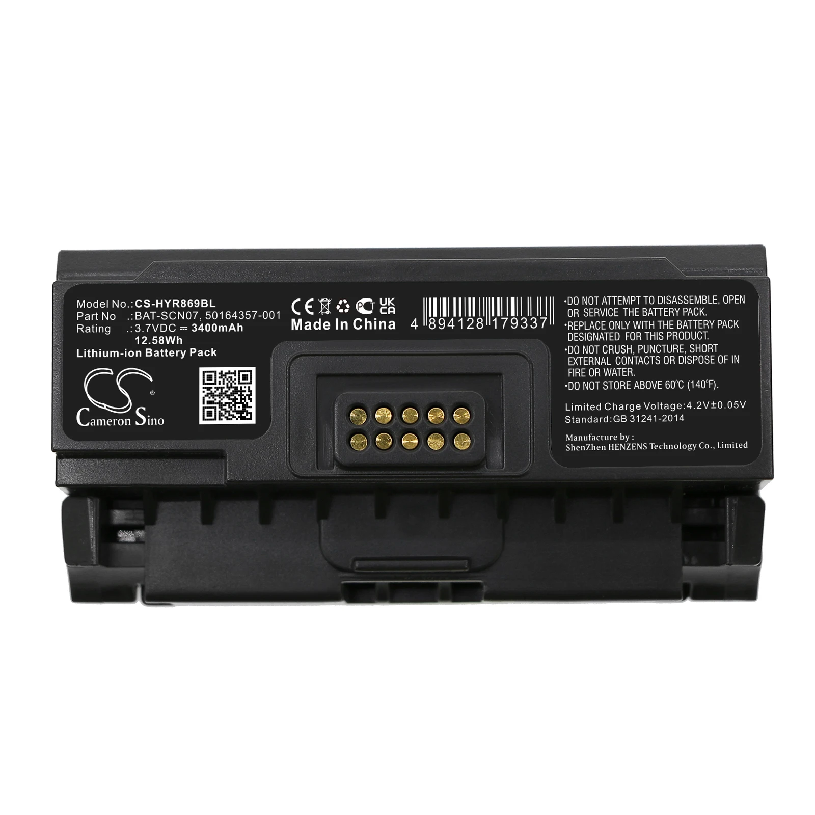 Cameron Sino 3.7V 3400mAh Barcode Scanner Battery BAT-SCN07, 50164357-001 for Zebra 8690i wearable RFID mini