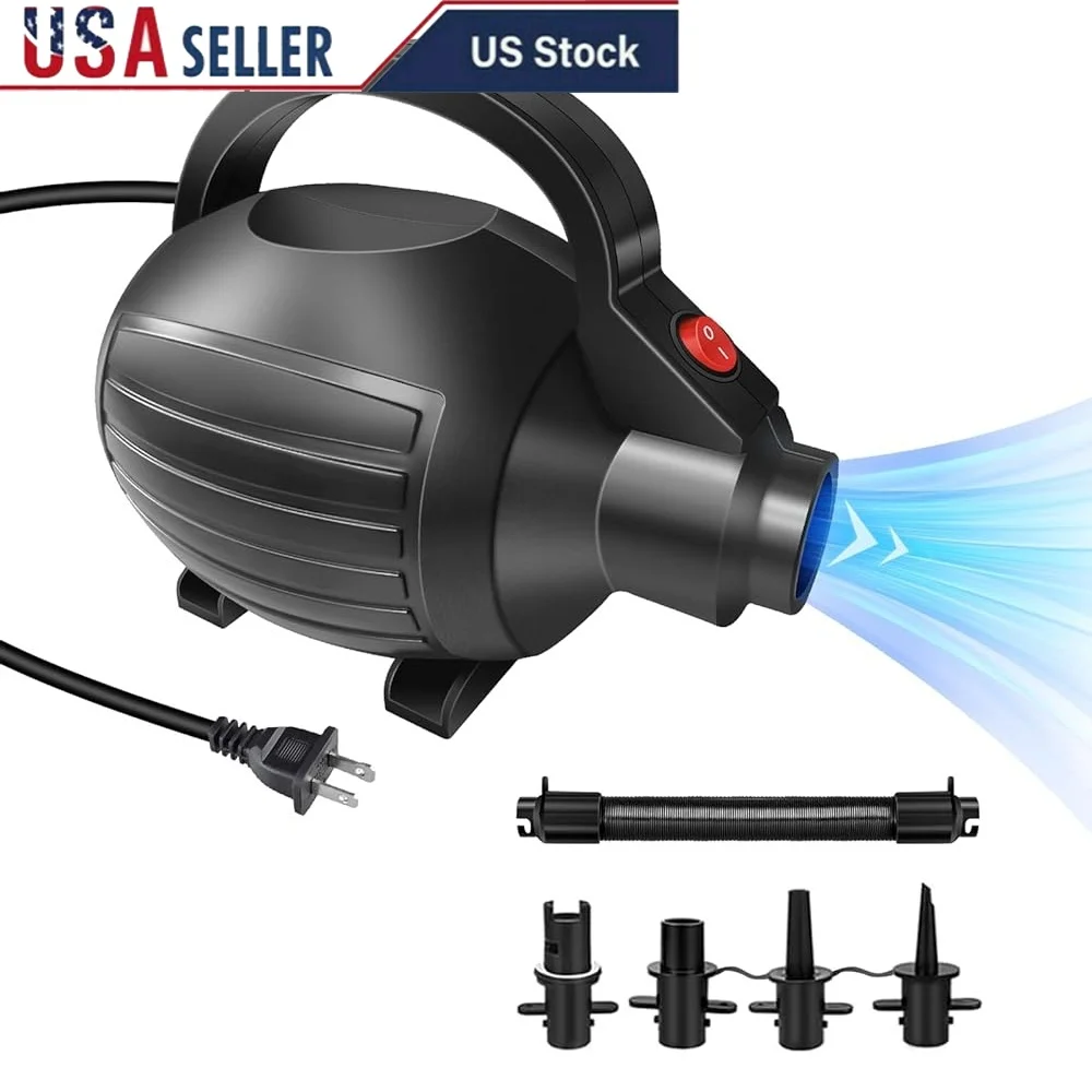 

600W Electric Air Pump Inflatables Quick Inflate Deflate Air Mattress Pool Toy Float Raft Gymnastics Mat Portable Lightweight