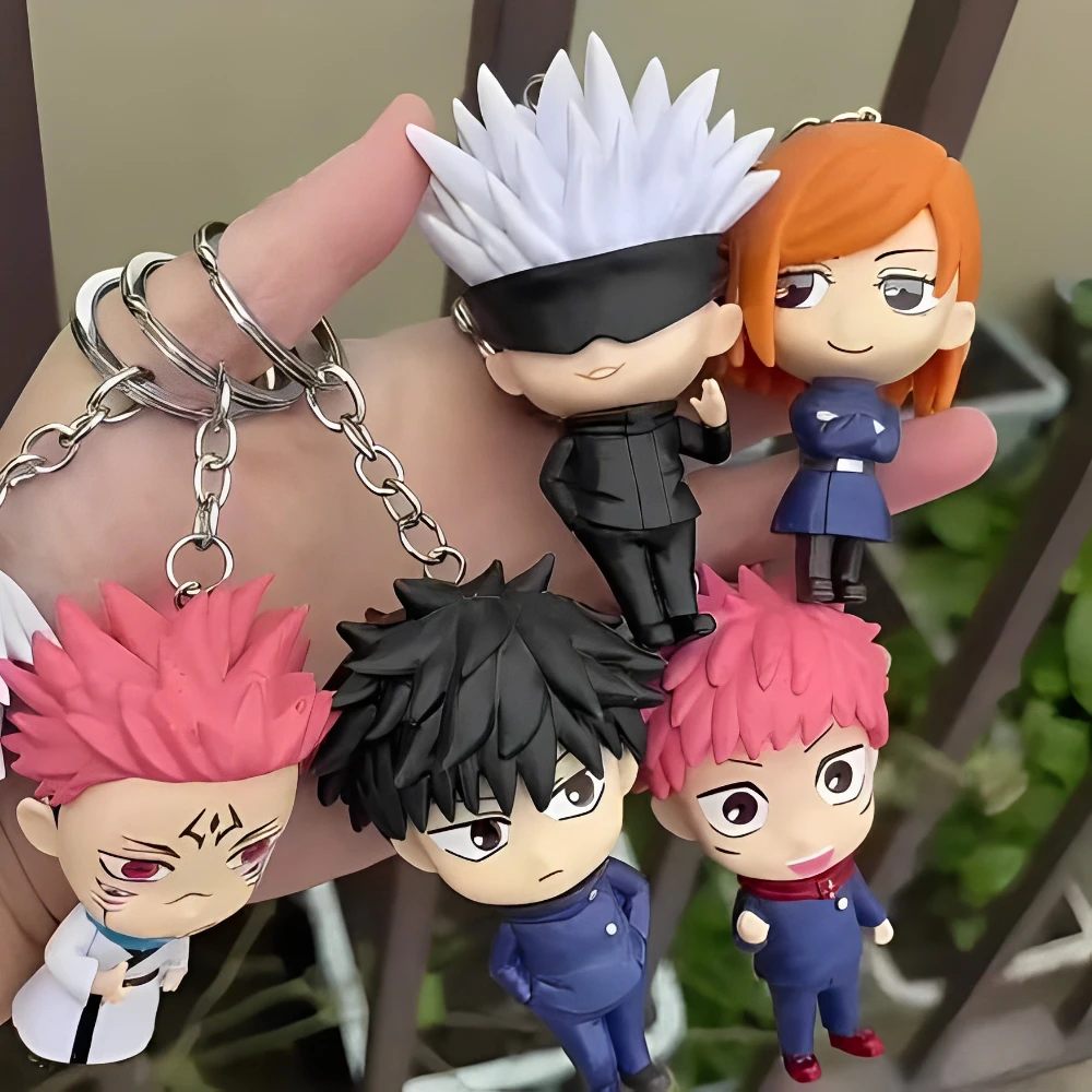 Jujutsu Kaisen Anime Figure Keychain Satoru Gojo Kugisaki Nobara Doll Bag Pendant Yuji PVC Collectible Car Keyring Decoration