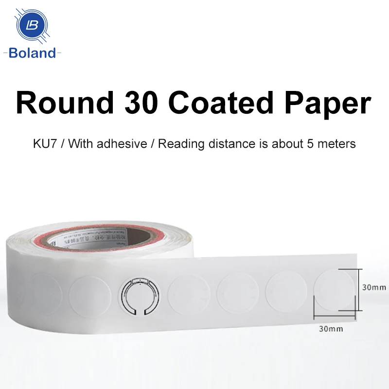 5M Range UHF Round RFID Tags 30x30mm Passive Adhesive Labels for Inventory Management and Parking Access