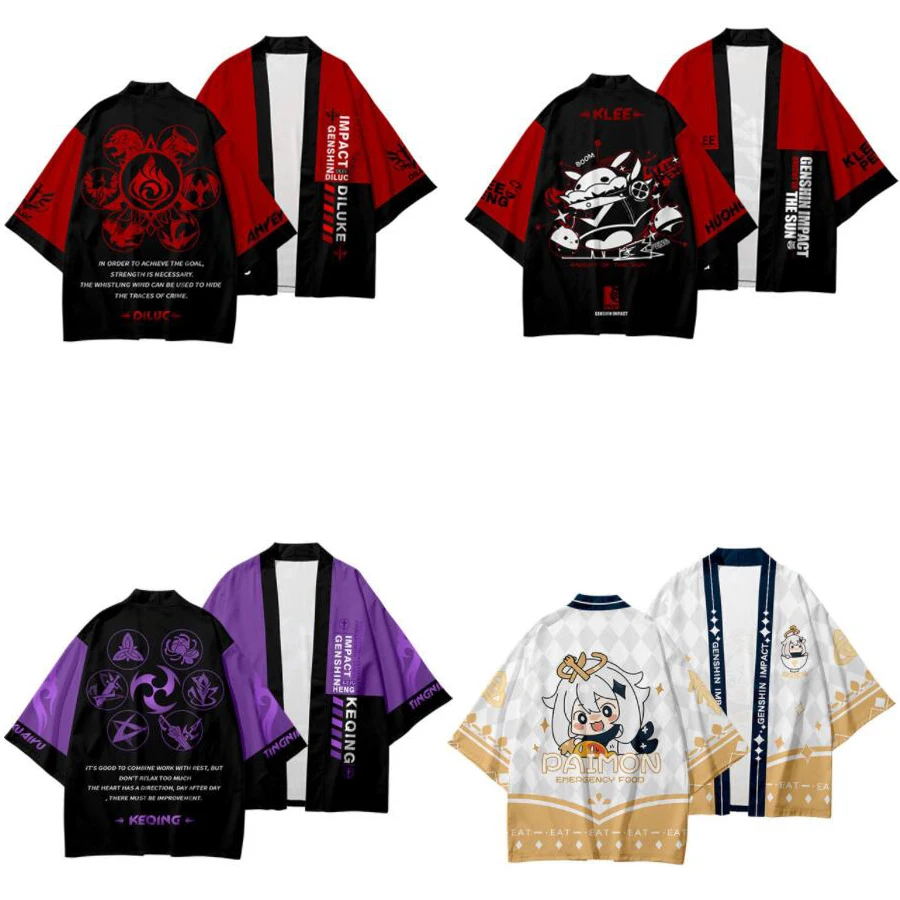 

Genshin Impact Cosplay Costume HuTao Diluc Klee Xiao Zhongli Venti Keqing Kaedehara Kazuha Japanese Kimono Cardigan Shirt Coats