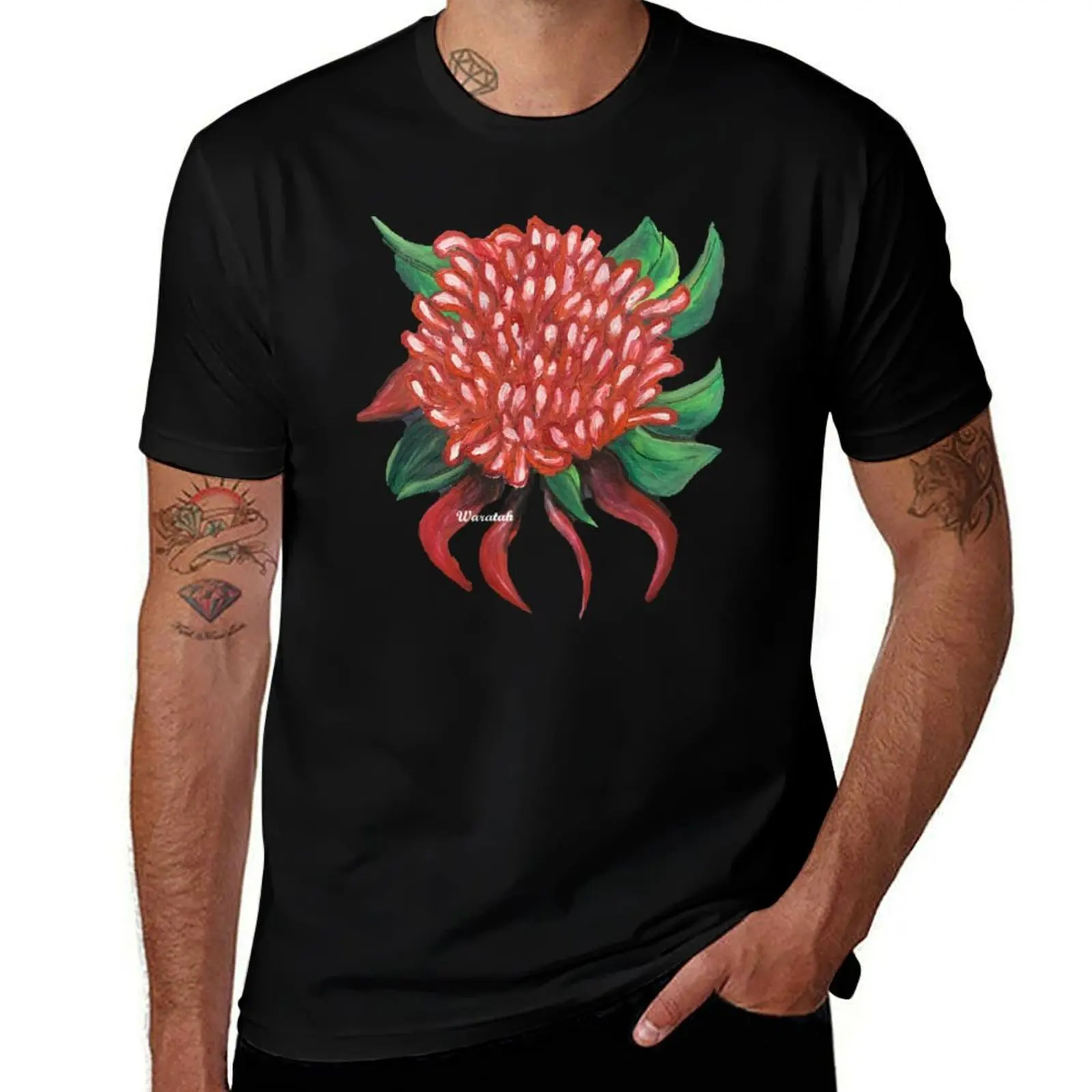 Australian Native Waratah Flower T-Shirt Plus Size Gym Sports T-Shirt