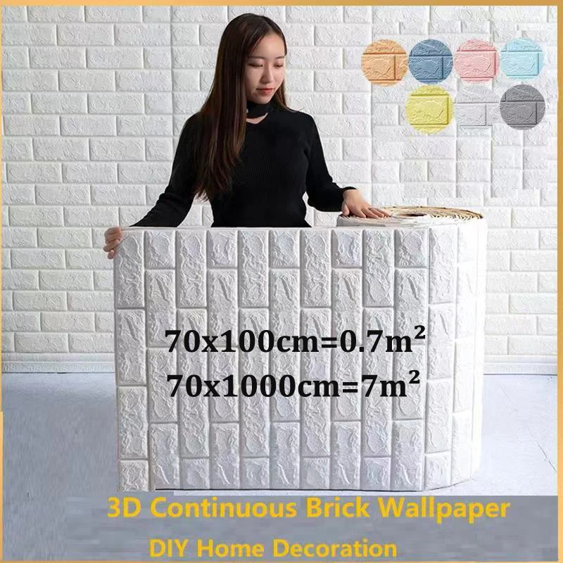 10M 3D Brick PE Foam Wall Stickers Panels Room Decal Stone Decoration Embossed Living Room Kids Safty Bedroom Home Decor