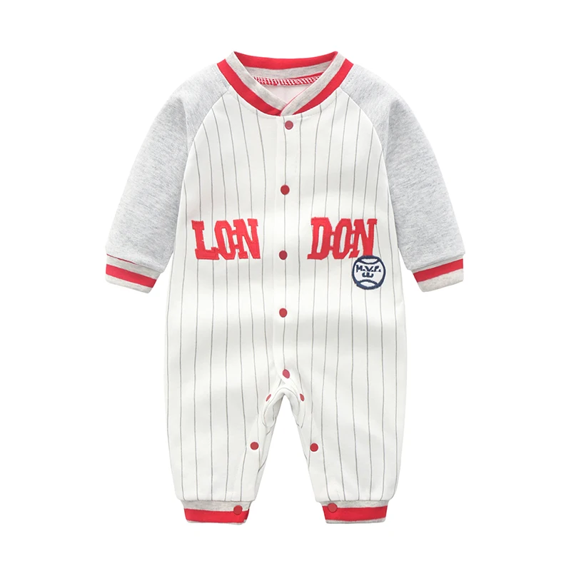 Baby Boy's Baseball Uniform Baby Boy Jumpsuit Pure Cotton Long-Sleeved Harem Clothes Spring Summer Clothes Crawling Clothes