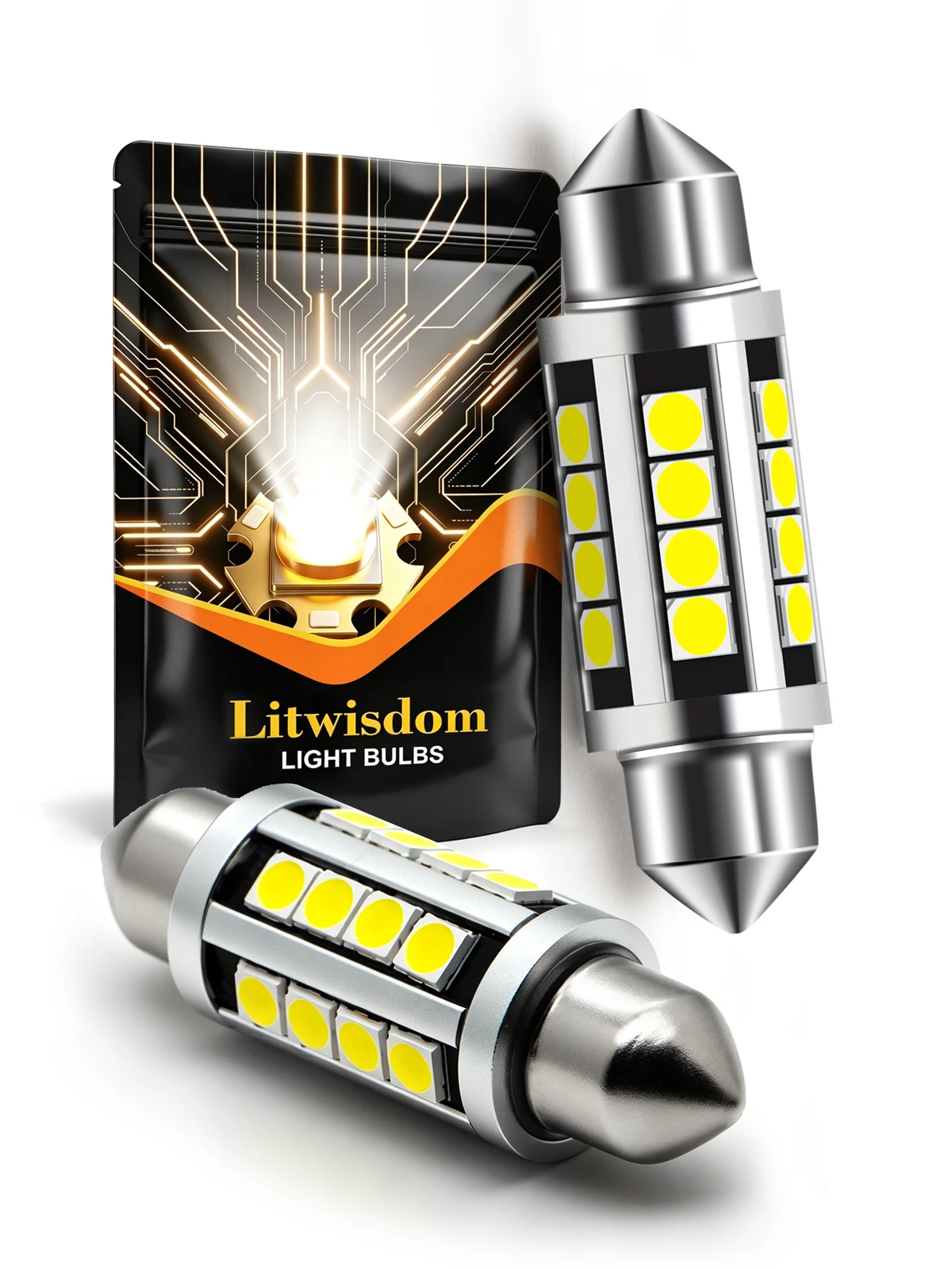 Litwisdom 39/41MM Festoon LED 28/31/36MM Bulb 11-30V White Interior Dome Light Reading Lamp License Plate Car LED Bulb 1Pcs