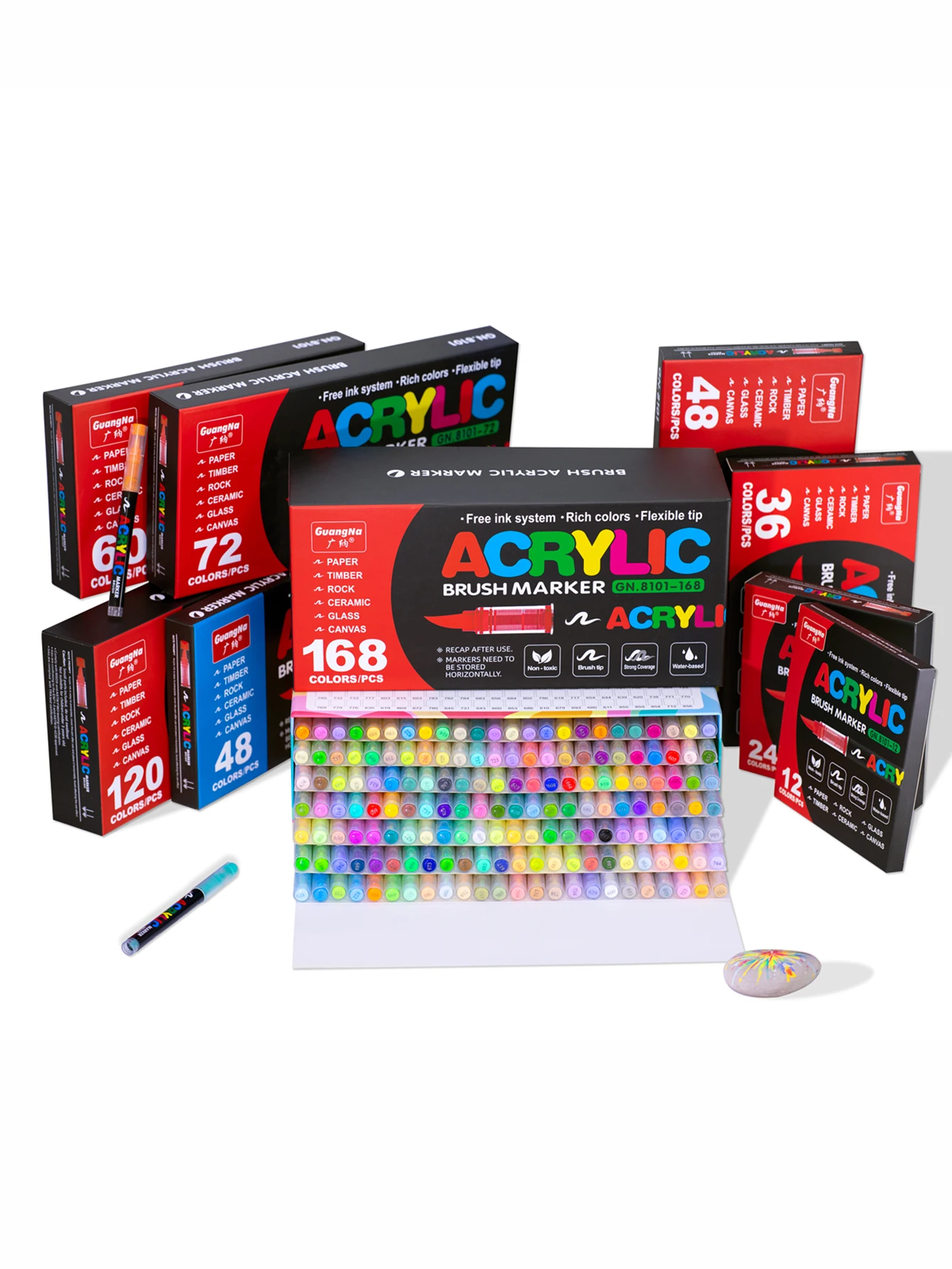 168/120/72/60/48/36/24/12 Stück Künstler-Marker-Set mit zwei Spitzen, Acryl-Marker-Set, ideal für Schule, Büro, Dekoration und künstlerische Geschenke – Detail 1