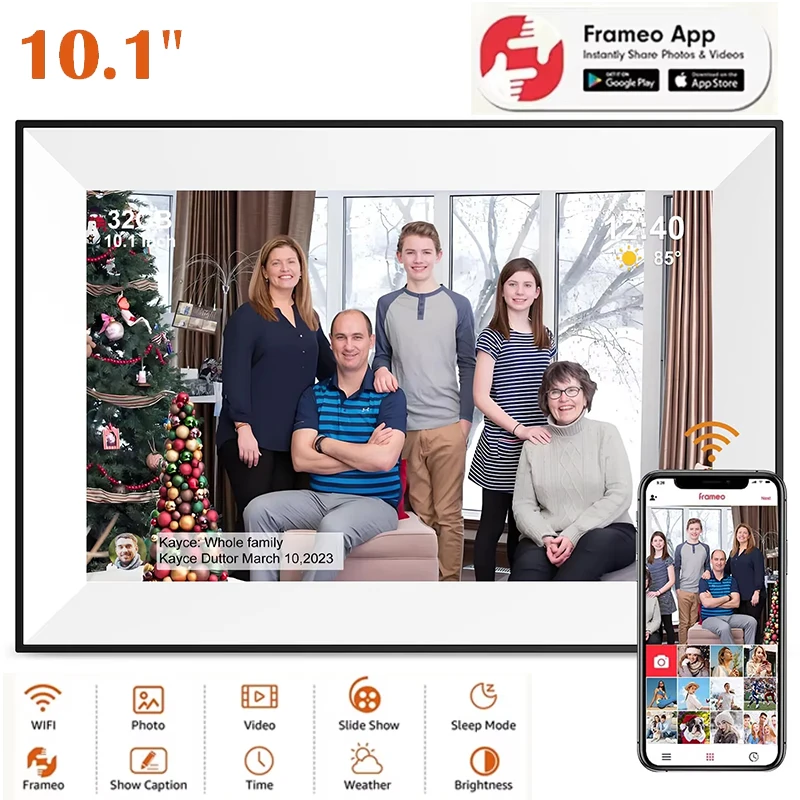 

10.1 inch Digital Photo Frame 32G WiFi IPS Electronic Photo Album HD Touch Screen Frameo Auto-Rotate Digital Picture Frame Gift