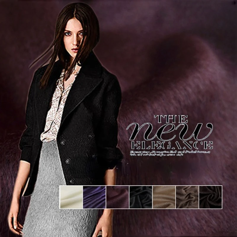 

Luxury Suri Alpaca Fabric One Side Long Wool Autumn Winter Coat Fashion Solid Color Fabric Cloth Per Meter Diy Sewing Material