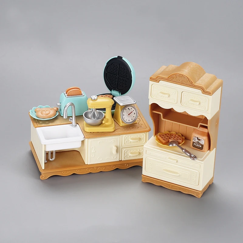 مجموعة لعب صغيرة لمحاكاة المطبخ والإفطار والطعام للأطفال، مشهد المنزل، خافق البيض، ماكينة الخبز، ألعاب الحلي